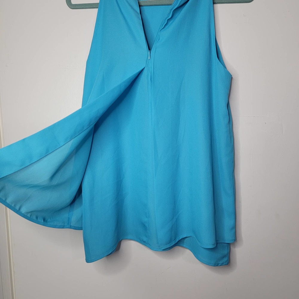 S Violet + Claire Sky blue tank top shirt blouse sleeveless flutter chiffon O - Picture 4 of 8